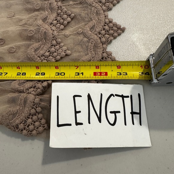 Three Bird Nest Taupe Lace Hem Cami Mini Slip Dress Small Boho Fairycore Shabby - Picture 7 of 7